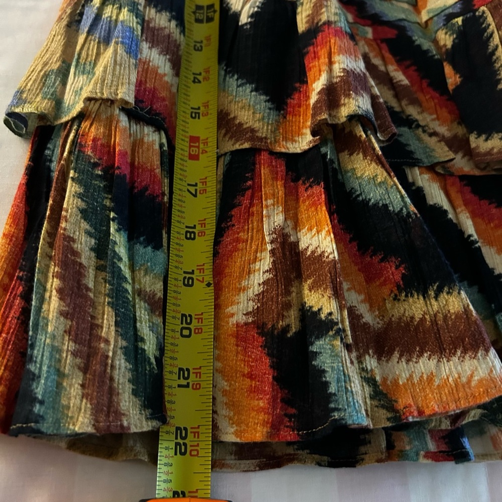 Ralph Lauren Lauren Tiered Mini Skirt Size 14 Southwestern Aztec Print Boho - Picture 6 of 8